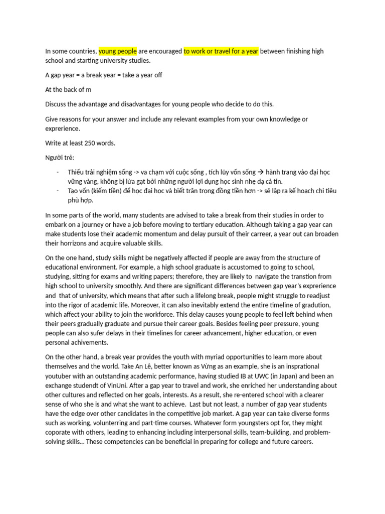 Pros and Cons of Taking a Gap Year | PDF | Behavior Modification | Learning