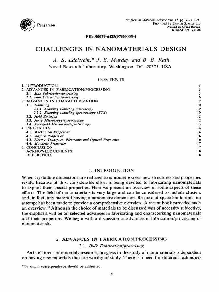 Challenges in Nanomaterials Design | PDF | Scanning Tunneling ...