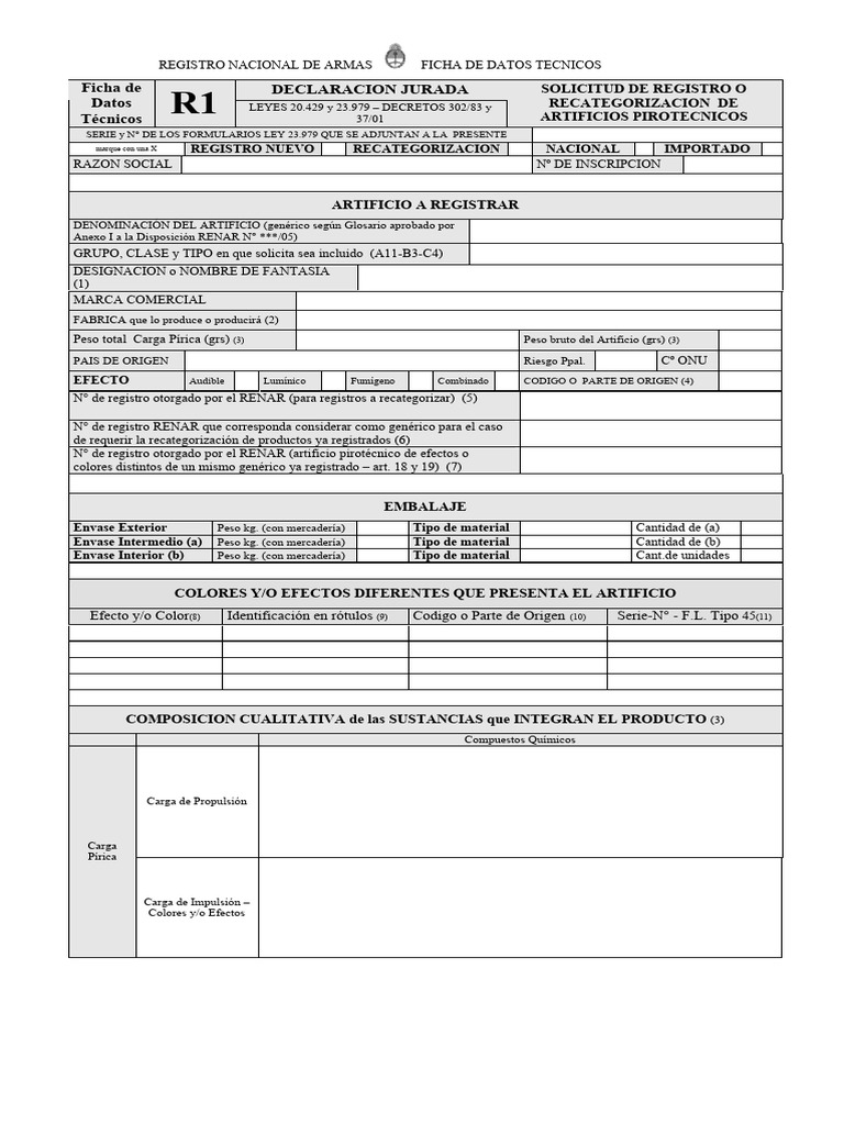 Solicitud de Registro Pirotécnico | PDF