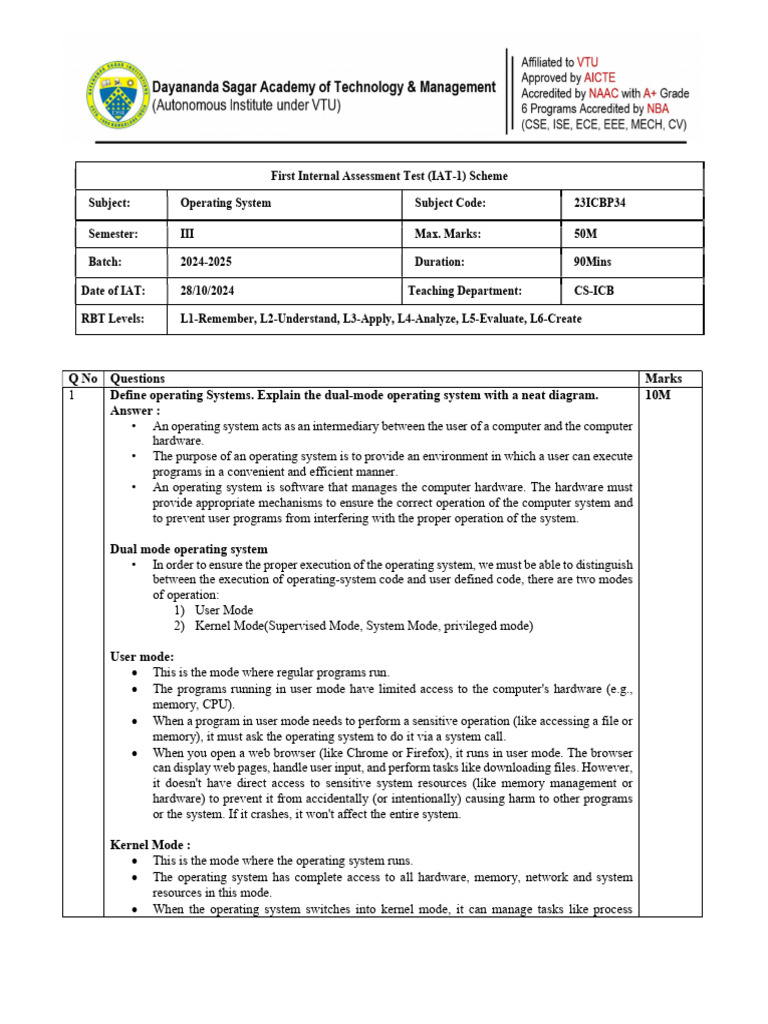 Os ia1 scheme pdf operating system process computing 