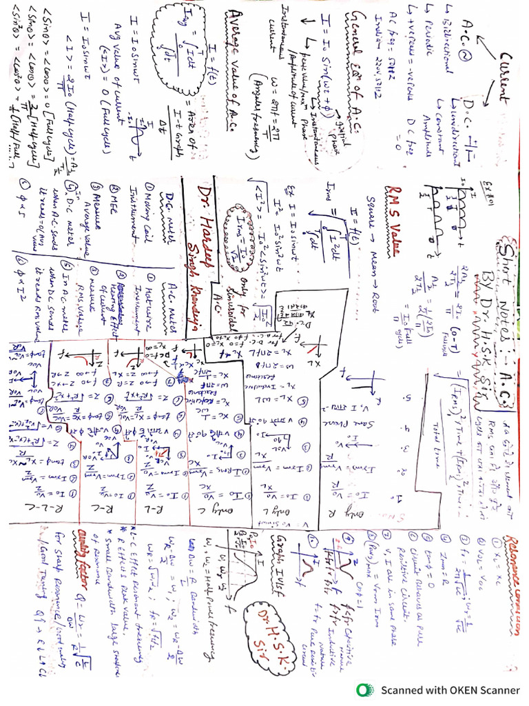 AC + EM Waves Short Notes | PDF