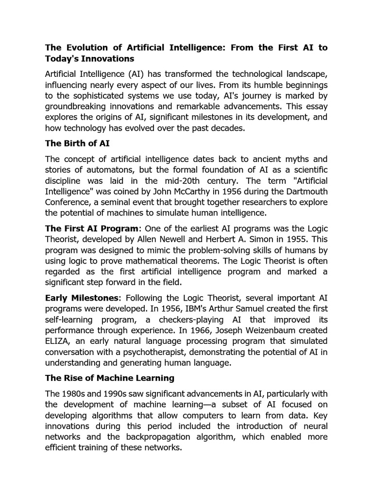 The Evolution of Artificial Intelligence | PDF | Deep Learning ...