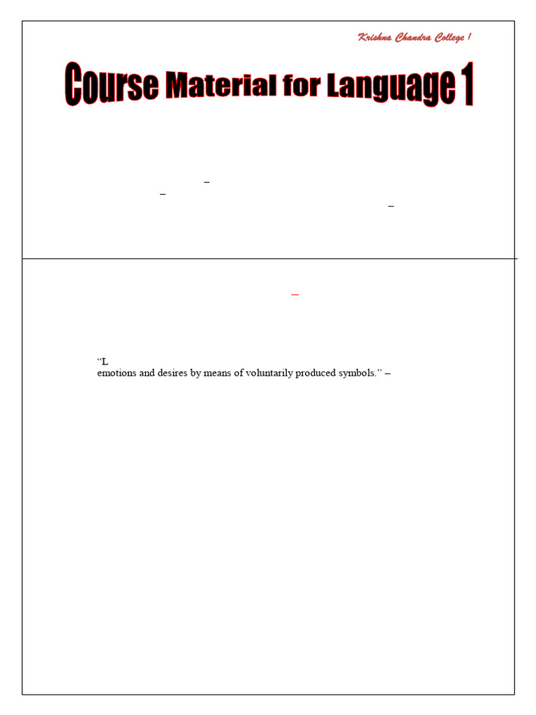 Course Material For Language 1 | PDF | Nonverbal Communication ...