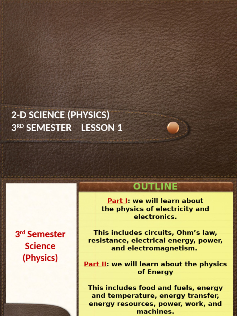 3rd Semester Physics: Electricity & Energy | PDF | Voltage | Electrical ...