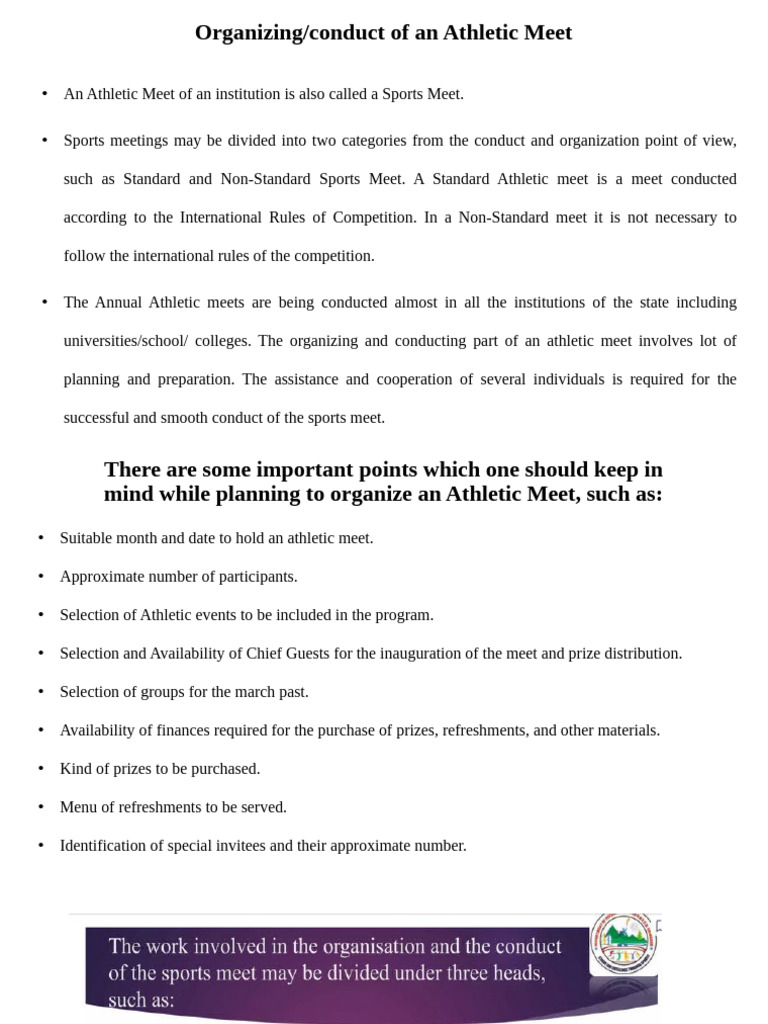 Organizing an Athletic Meet Guide | PDF | Business | Technology ...