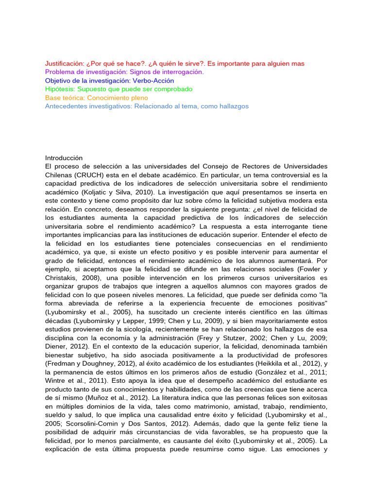 Efecto de la felicidad en rendimiento académico | PDF | Felicidad ...