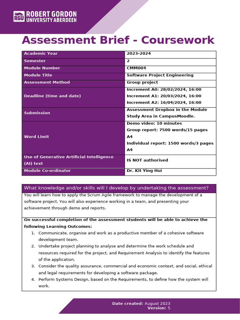Software Project Engineering Assessment Guide | PDF | Scrum (Software ...