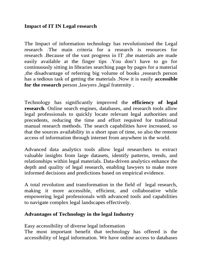 Impact of IT IN Legal Research | PDF | Analytics | Computer Security