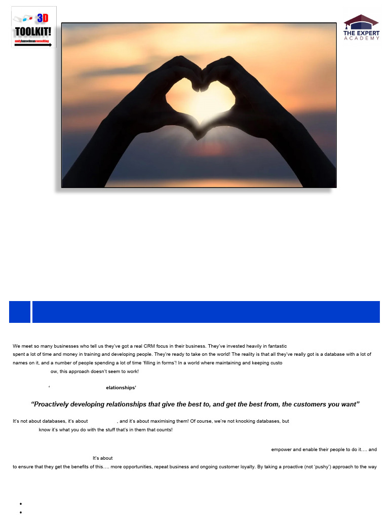 MCR C R: Forget CRM, Think ! Your Ustomer Elationships | PDF | Customer ...