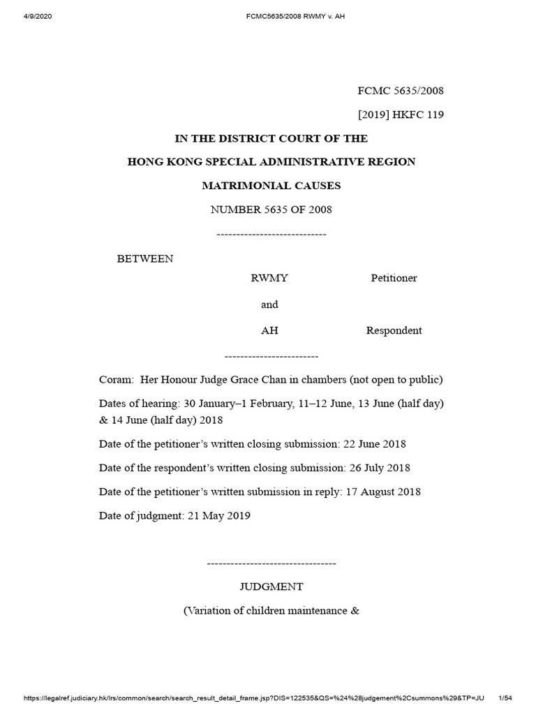 Child Maintenance Variation Case FCMC 5635 | PDF | Cost Of Living ...