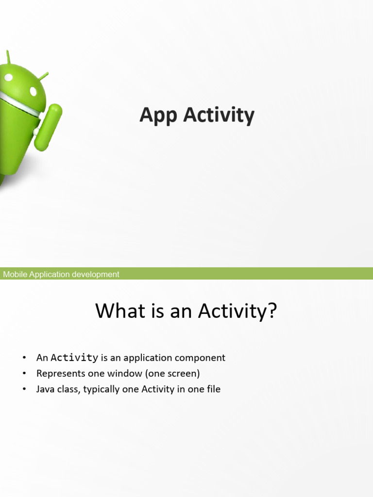 I3350 - Lecture 4 - App Activity | PDF | Mobile App | Android ...