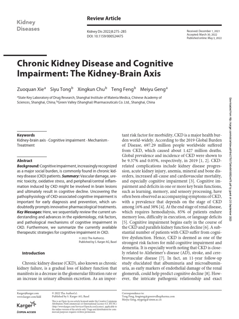 CKD and Cognitive Impairment Insights | PDF | Chronic Kidney Disease ...
