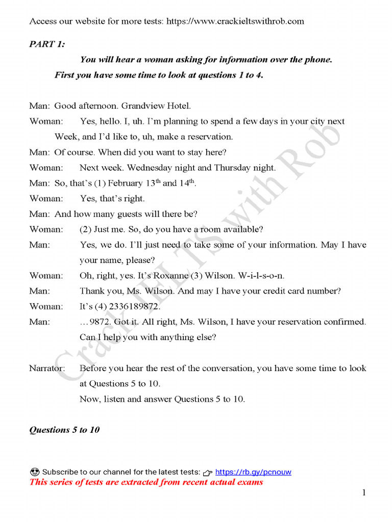 Test 5 - Tapescript | PDF