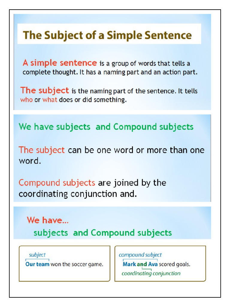Grammar 1 Subjects | PDF