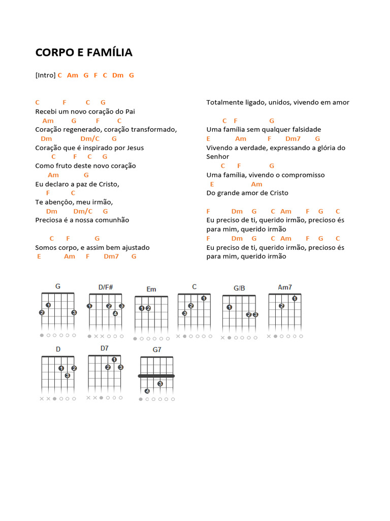 Corpo e Família - HINO EVANGÉLICO | PDF