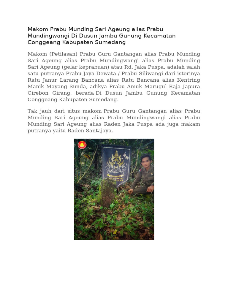 Makam Prabu Munding Sari di Sumedang | PDF