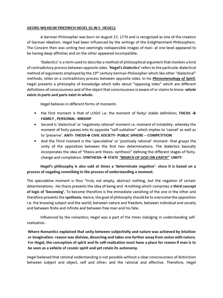 Hegel 2 Pdf Georg Wilhelm Friedrich Hegel Dialectic