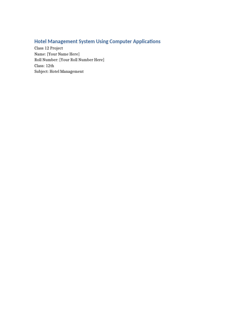 Hotel Management System Project Overview | PDF | Databases | Graphical ...