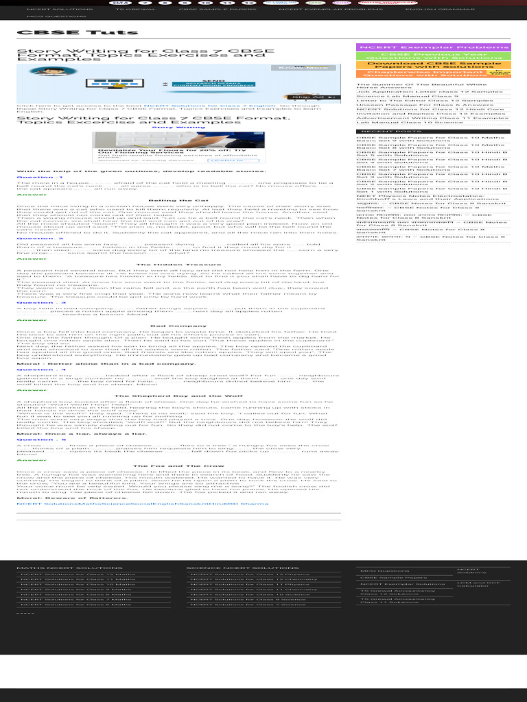 Class 7 Story Writing Guide | PDF | Mouse