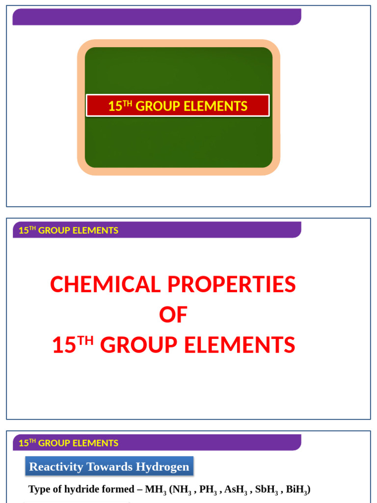 15 Group Elements | PDF | Nitrogen | Nitric Acid
