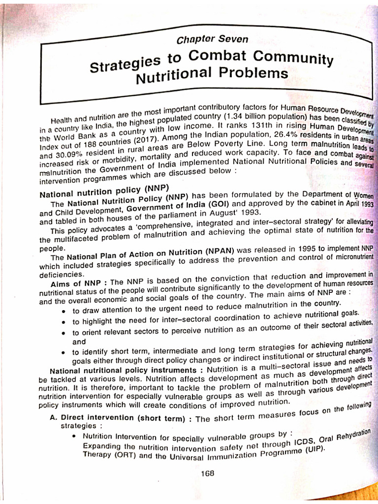 Strategies To Combat Community Nutritional Problems | PDF
