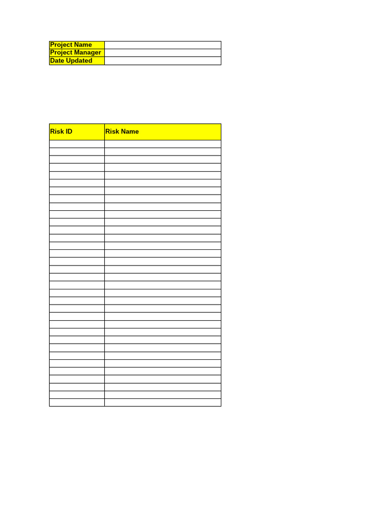 Risk Register Template Pdf Risk Social Psychology