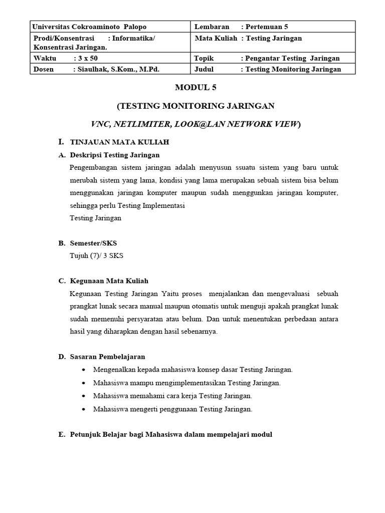 MODUL 5 TESTING MONITORING JARINGAN - Compressed | PDF