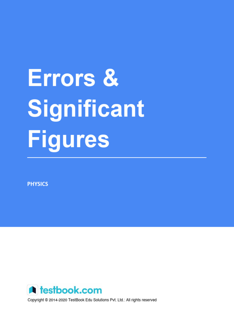 Errors And Significant Figures Study Notes Pdf Significant