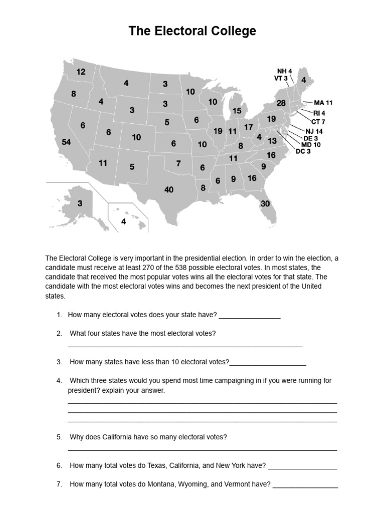 Electoral College Map 2024 PDF Federal Elections Of The United