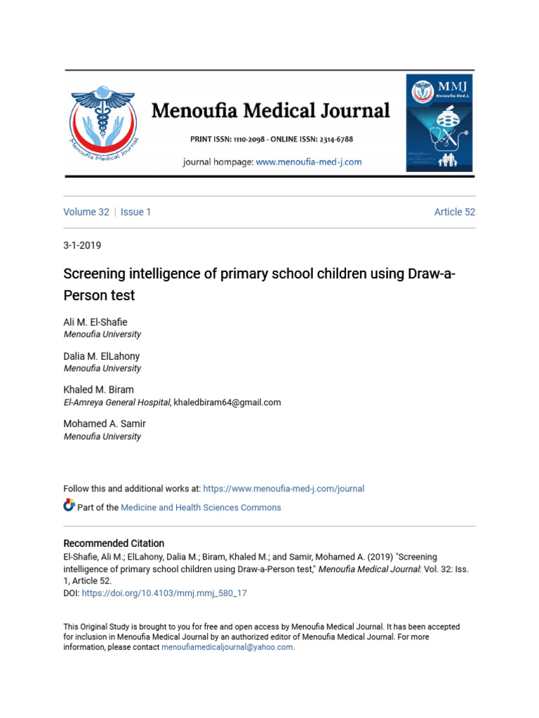 Screening Intelligence of Primary School Children Using Draw-A-Pe | PDF ...