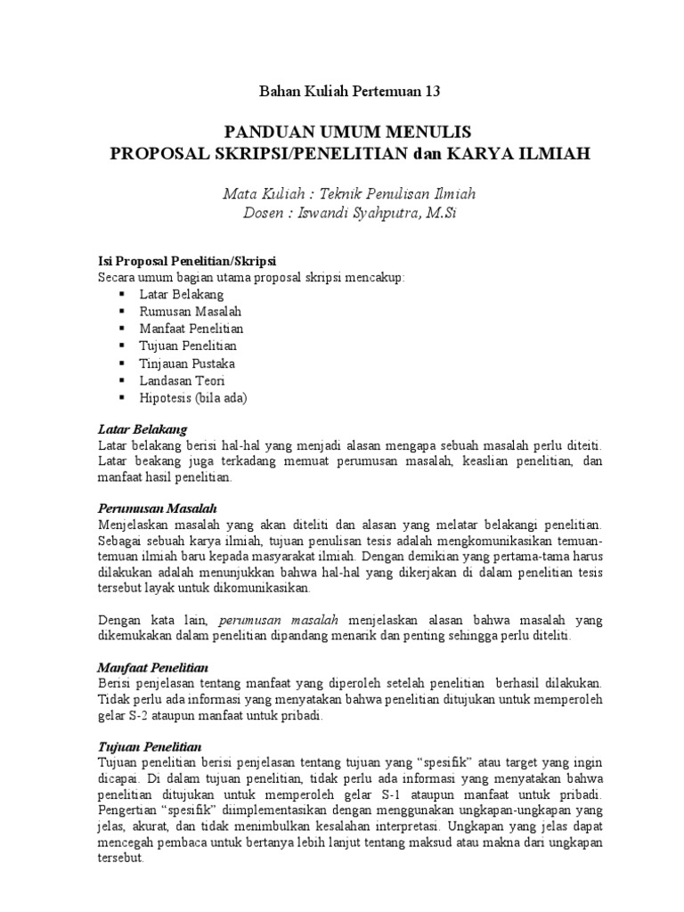 Kuliah 12 Eyd Panduan Umum Menulis Skripsi Dan Karya Ilmiah Ok