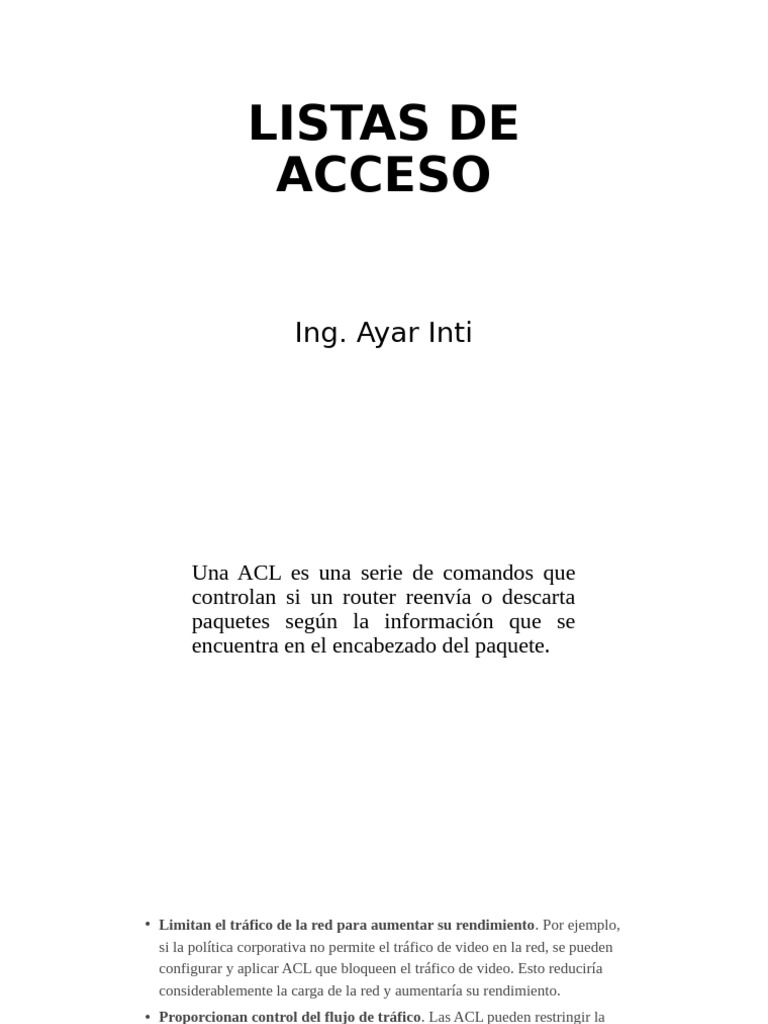ACL: Control de Acceso y Seguridad en Redes | PDF | Red de computadoras ...