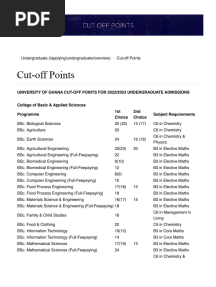 Cut-Off Points UNIVERSITY OF GHANA