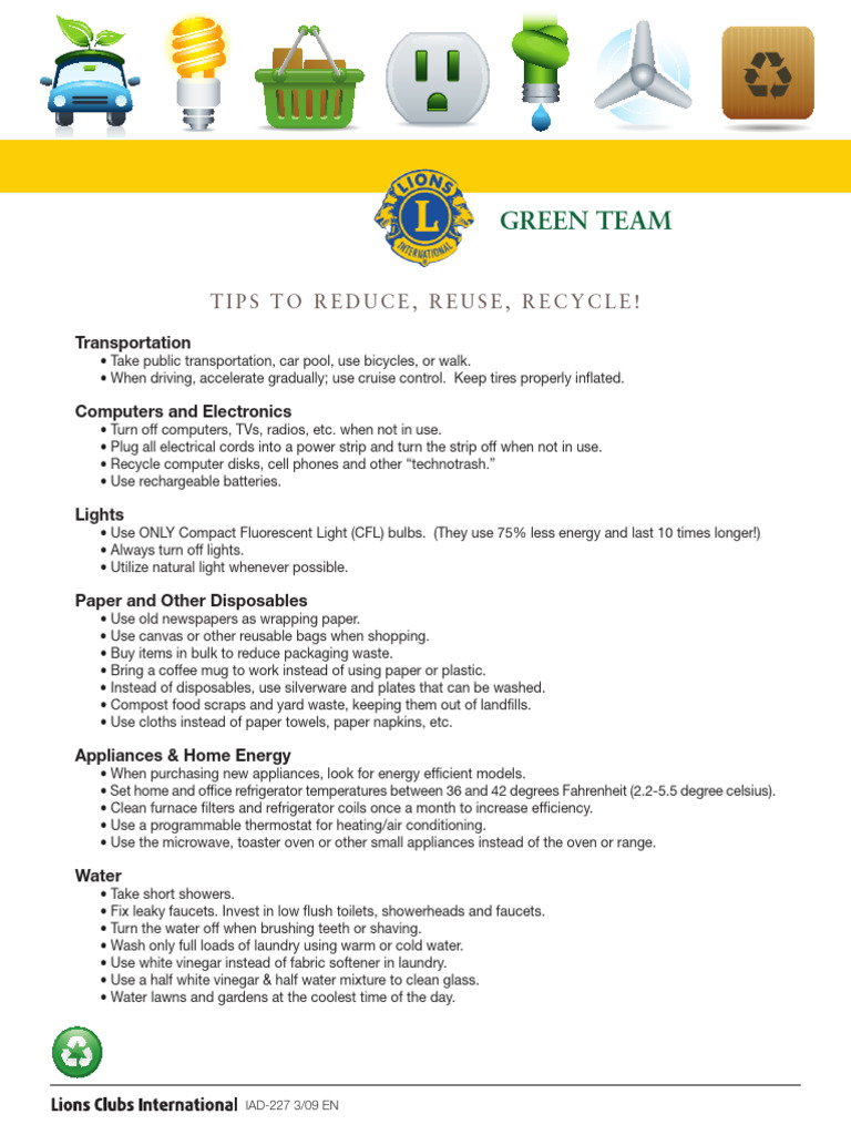 Tips To Reduce, Reuse, Recycle | PDF | Cooking, Food & Wine