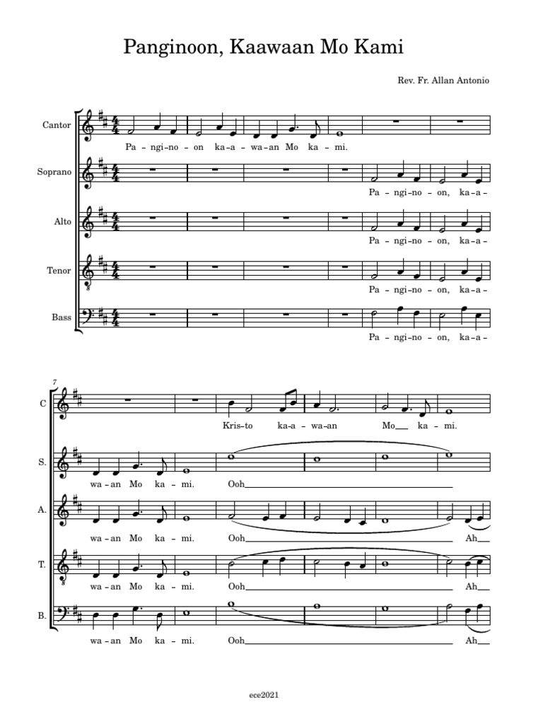 Panginoon Kaawaan Mo Kami Pdf Vocal Music Pitch Music