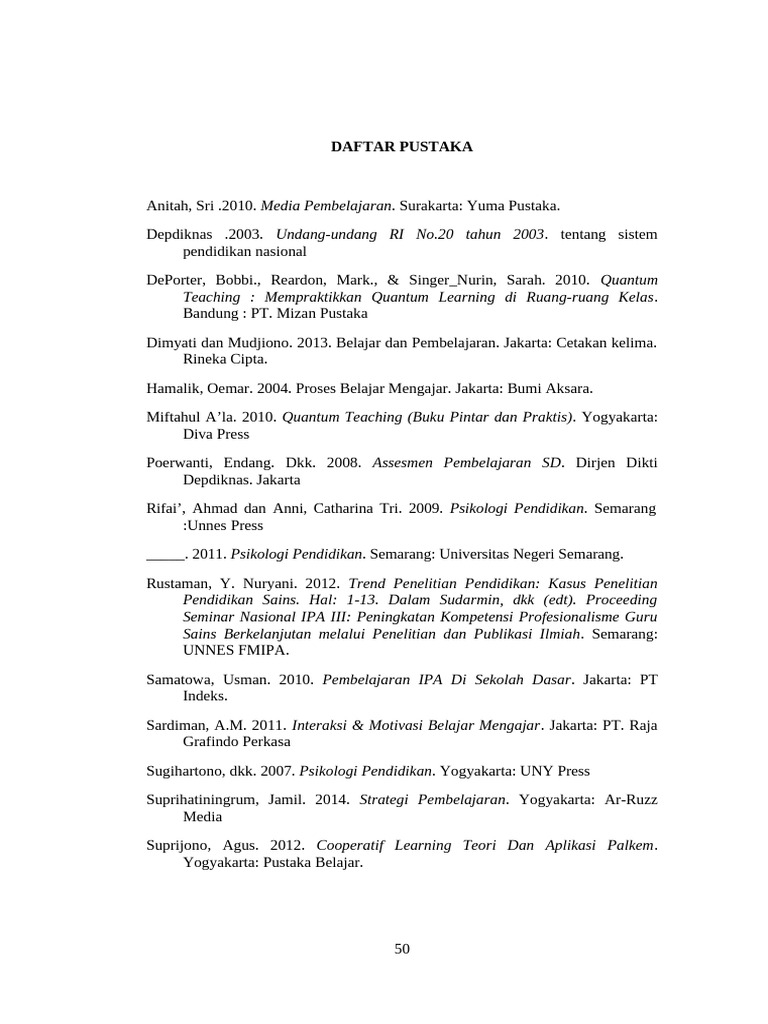 Daftar Pustaka Pendidikan dan Pembelajaran | PDF | Kesehatan Holistik