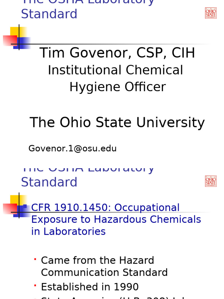 06OSHA lab standard | PDF | Laboratories | Occupational Safety And ...