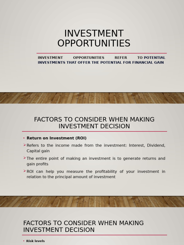 Key Factors in Investment Decisions | PDF | Investing | Return On ...
