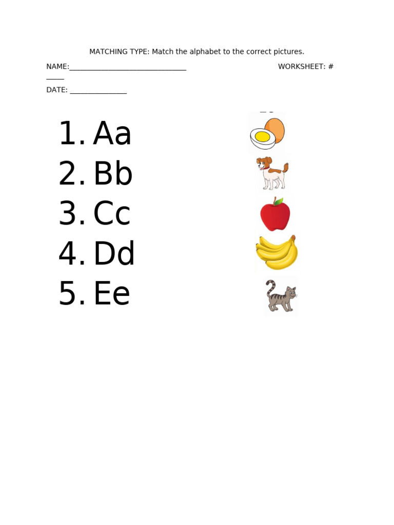 MATCHING TYPE Worksheet Abc | PDF
