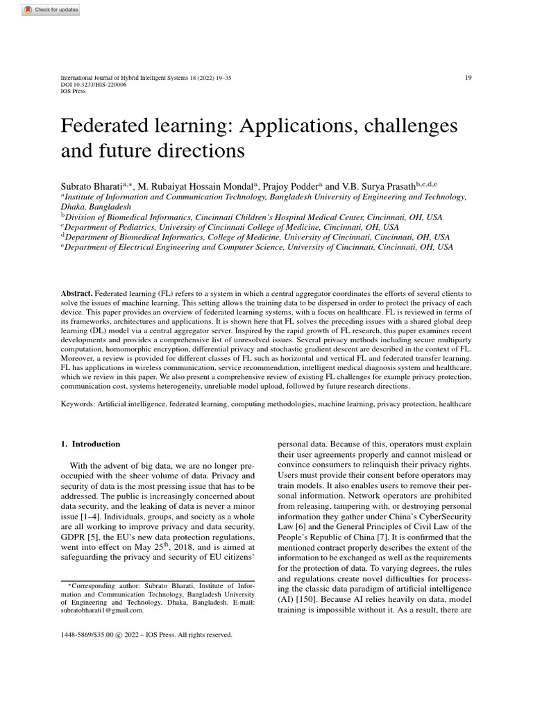 Federated Learning: Applications & Challenges | PDF | Privacy ...