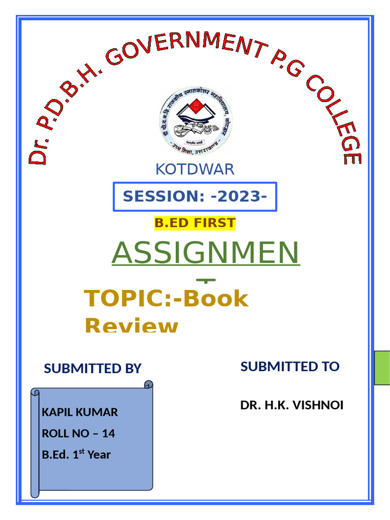 B.Ed Assignment Front Page Design | PDF | Philosophy