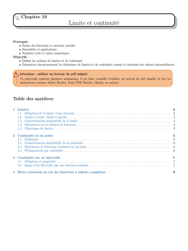 Caractérisation séquentielle des limites PDF Limite (mathématiques — free download
