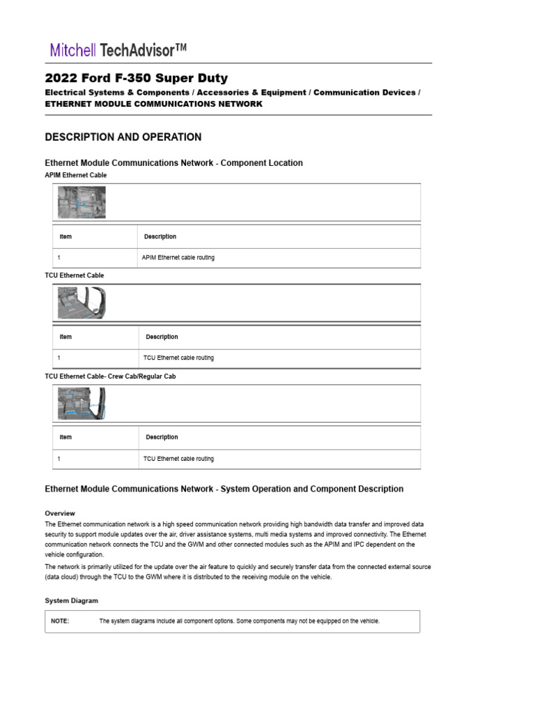 Ford F-350 Ethernet Module Overview | PDF | Computer Network ...