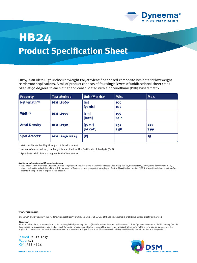 HB24 Product Specification Sheet | PDF