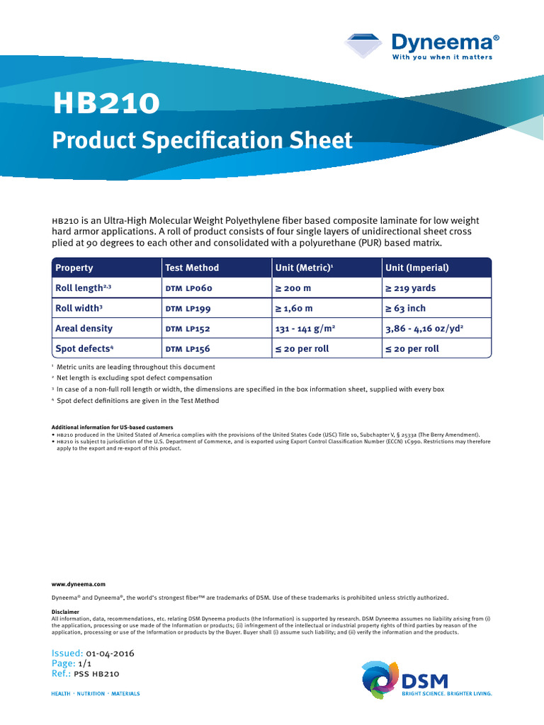 hb210 Product Specification Sheet | PDF
