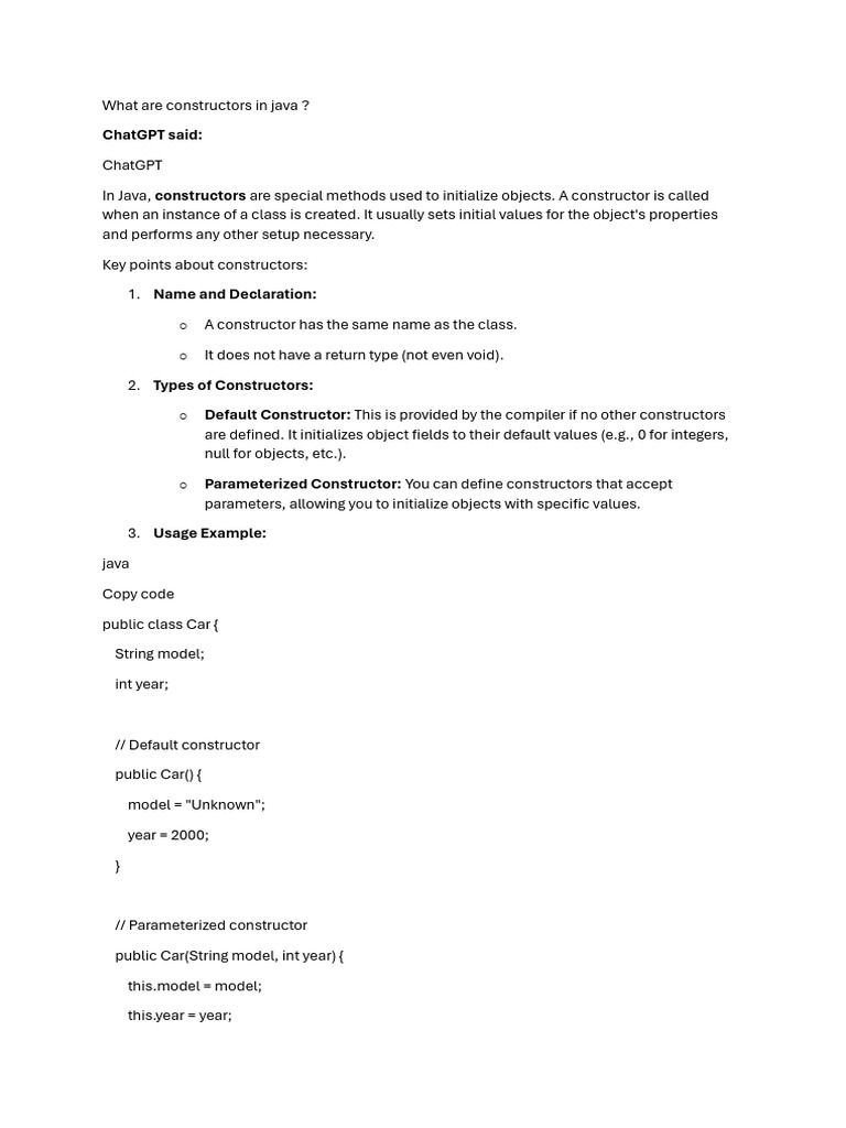 What Are Constructors in Java | PDF | Constructor (Object Oriented ...