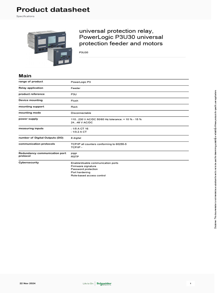 P3U30 Universal Protection Relay Guide | PDF | Relay | Power Supply