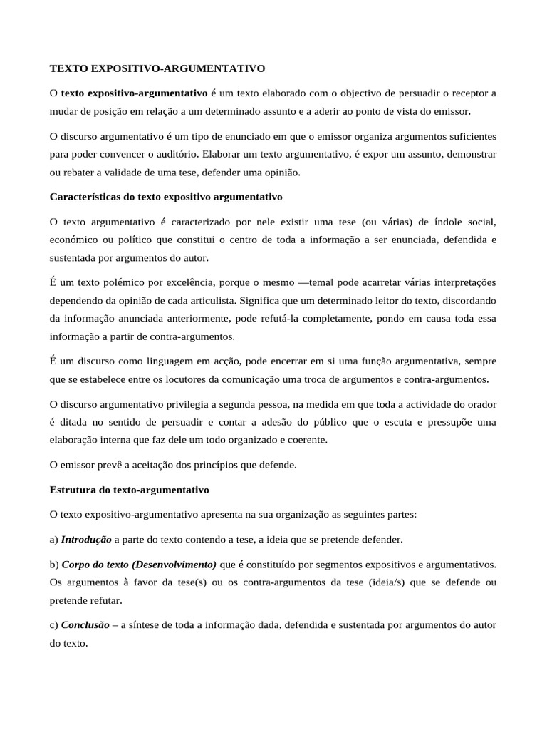 Estrutura do Texto Expositivo-Argumentativo | PDF | Discurso