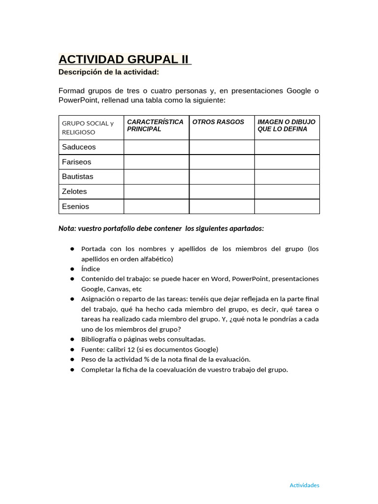 Actividad Grupal sobre Grupos Religiosos | PDF