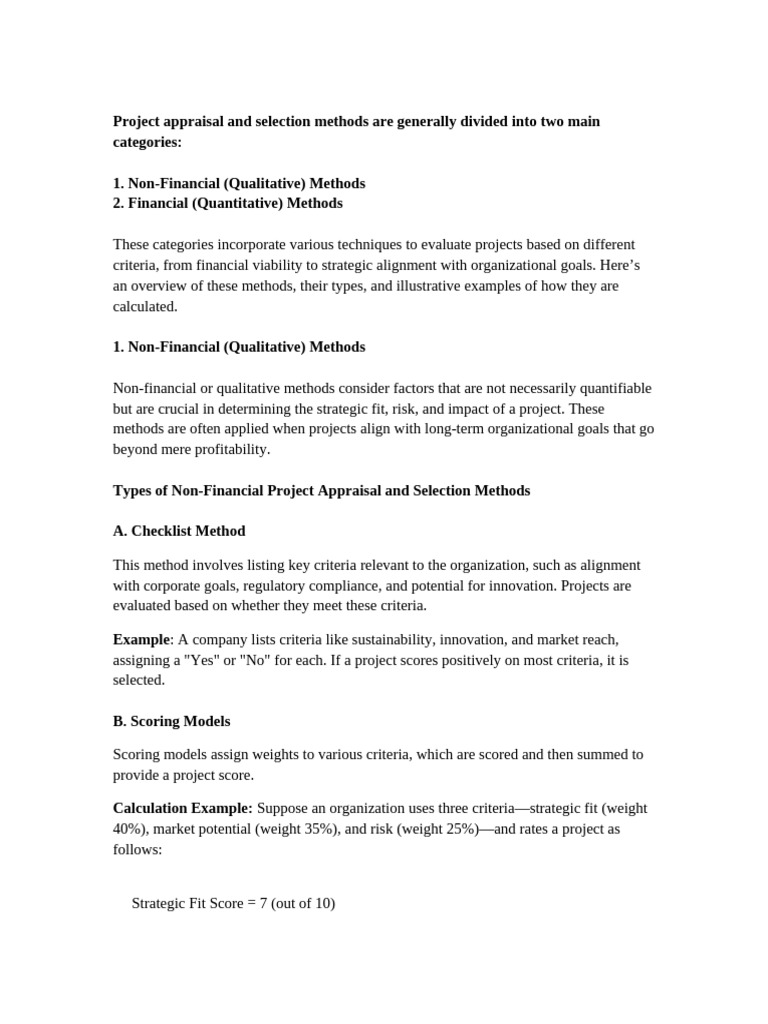 Project Appraisal Methods Overview | PDF | Net Present Value | Internal ...